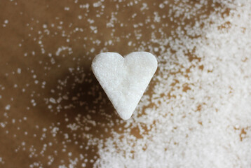 A heart shape sugar candy, close up