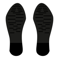 Imprint of the sole of a male boot isolated on white. Dark soles of shoes and heels. Vector EPS10.