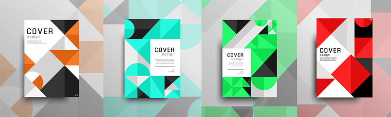Set of modern geometric cover designs, cool shape composition for poster, certificate, magazine etc. Eps 10 vector