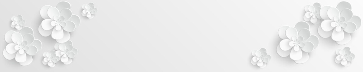 Paper flower. White roses cut from paper. Vector illustration.