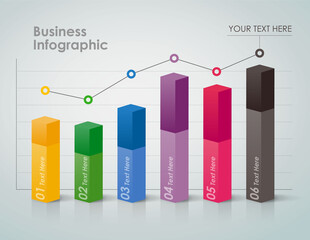 Business Infographic, process bar chart showing trend