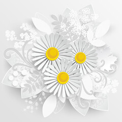 Paper flower. Chamomile. Vector illustration.