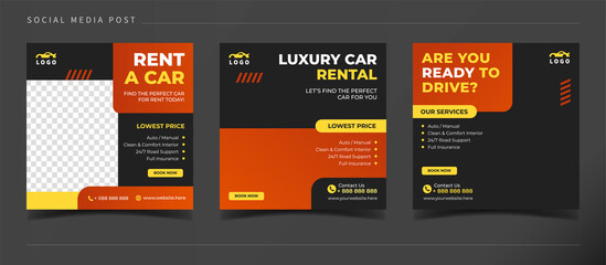 Fototapeta premium Rent a car banner for social media post template