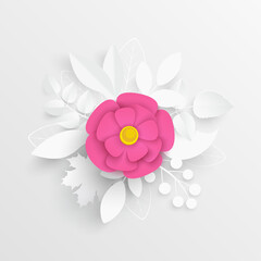 Paper flower. Red roses cut from paper. Vector illustration.