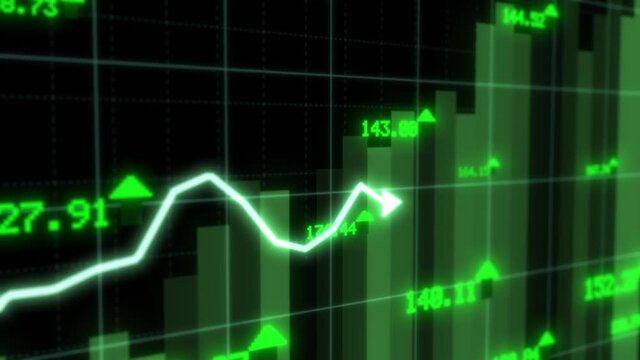 Rising Stock Market Chart Arrow Rallying Growth Recovery Concept - 4K Seamless Loop Motion Background Animation