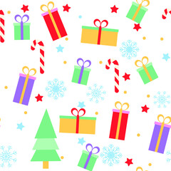 Colorful cute christmas elements seamless pattern background
