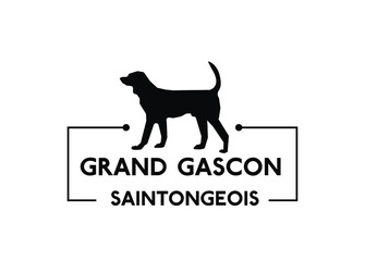 Grand Gascon Saintongeois - black silhouette of dog on a white background