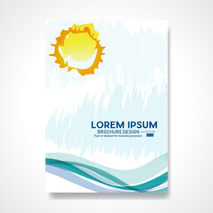 Sun and wavy sea. Drawing done with pen.