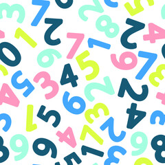 Seamless pattern with numbers for school design.