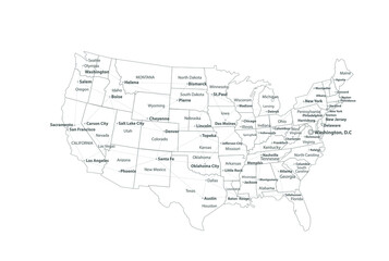 United States Of America Vector color version with state names