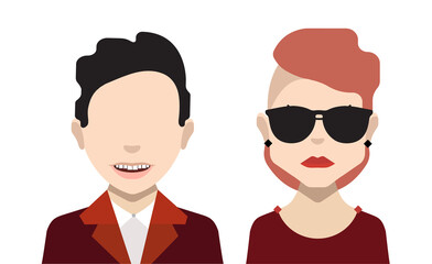 Fototapeta premium User avatars, avatars with faces and heads for social network ( Male and female faces )