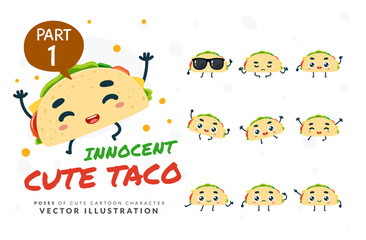 Vector set of cartoon images of Taco. Part 1