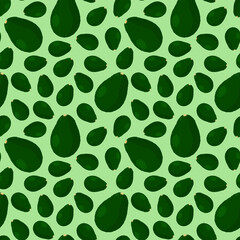 Seamless pattern with avocado. Green wallpaper, background for packaging, fabrics, or other.