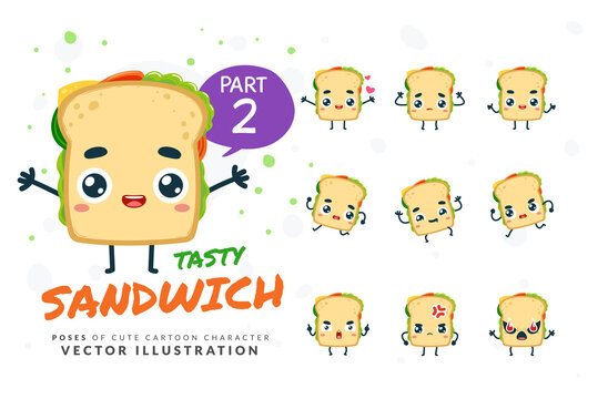 Vector set of cartoon images of Sandwich. Part 2