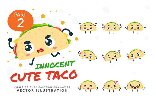 Vector set of cartoon images of Taco. Part 2