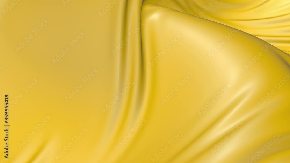 Poster 4k 3d animation of wavy yellow cloth surface that forms ripples like in fluid surface or the folds i