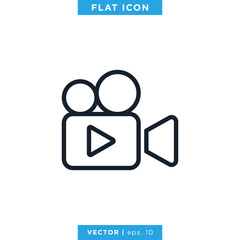 Video Camera Icon Vector Logo Design Template. Camcorder Symbol