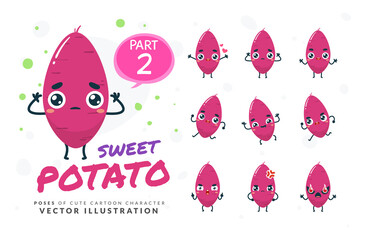 Vector set of cartoon images of Sweet Potato. Part 2