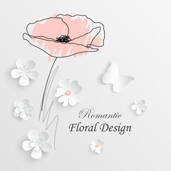 Paper flower. Sakura. Vector illustration.