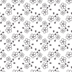 Fototapeta na wymiar Vector Grey and white flowers repeat pattern print background