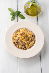 Piatto di farfalle al ragu bianco di manzo, Cucina Italiana