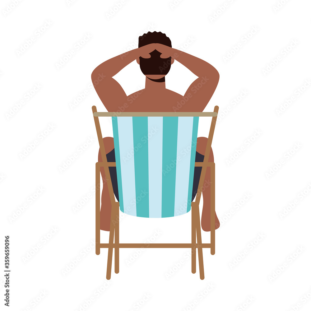 Poster boy cartoon on sunchair vector design