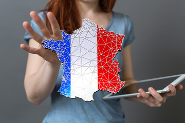3d Digital France map country  illustration