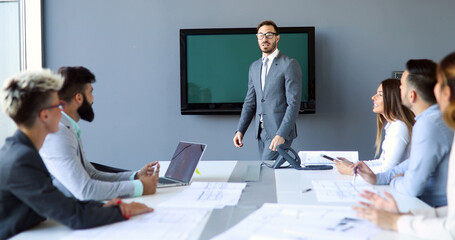 Business people conference in modern meeting room
