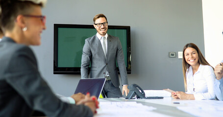 Business people conference in modern meeting room