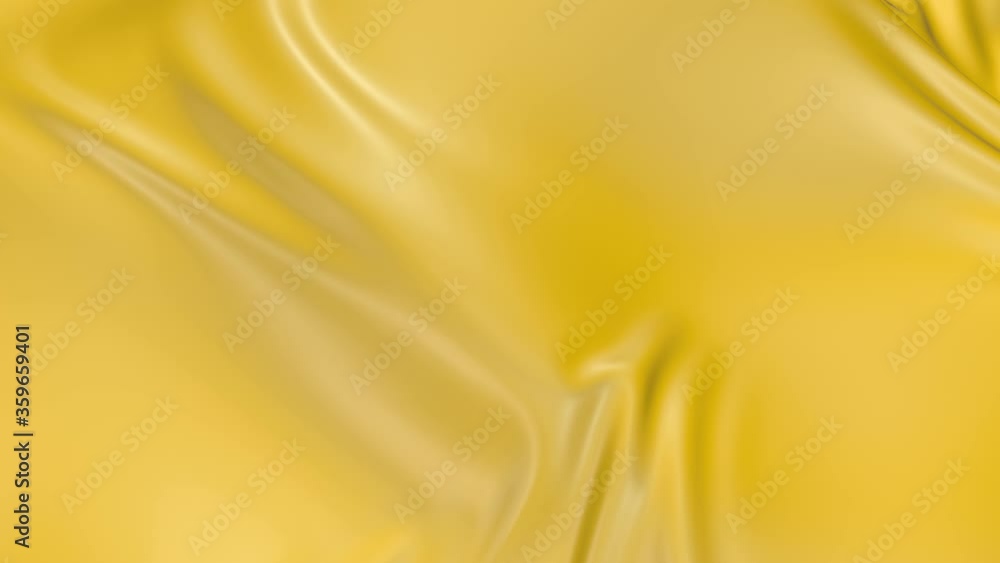 Poster 4k 3d animation of wavy yellow cloth surface that forms ripples like in fluid surface or the folds i