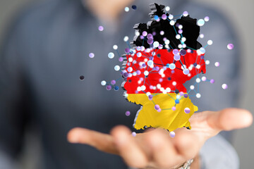 map of Germany. Wire frame 3D mesh