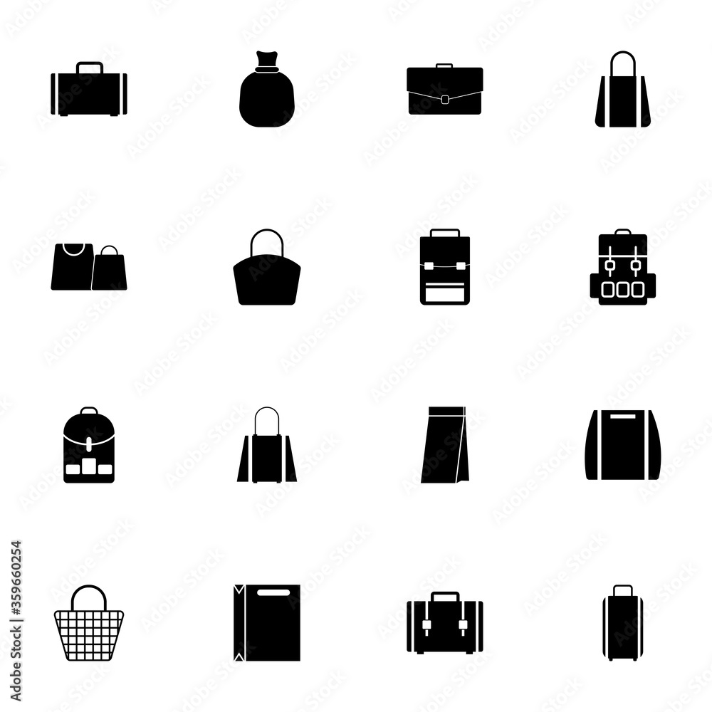 Poster bag icon - expand to any size - change to any colour. perfect flat vector contains such icons as bac