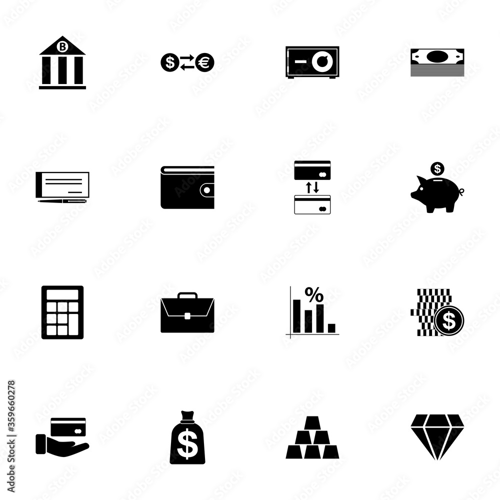 Poster banking icon - expand to any size - change to any colour. perfect flat vector contains such icons as