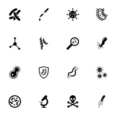 Bacteria icon - Expand to any size - Change to any colour. Perfect Flat Vector Contains such Icons as, microscope, skull, worm, helminth, virus, cell, core, protect shield, swine flu, escherichia coli