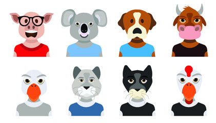 Pig, dog, cat, cow vector avatar icon