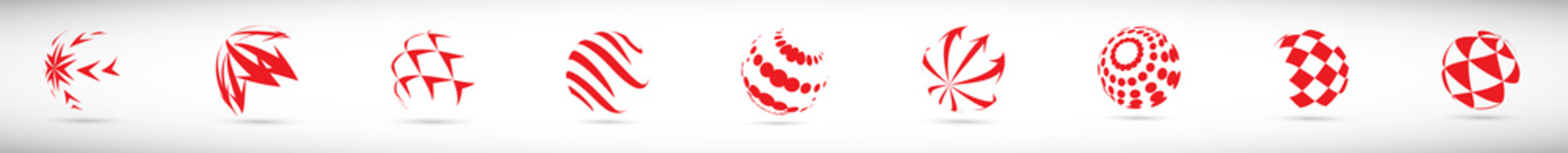 Abstract Globe Logo Set - Isolated On Gray - Vector Illustration. Abstract Globe Vector For Web Icon, Tech Logo And Element Design. 3D Icons For Earth, Global, Globe, Planet And World Logo, Vector