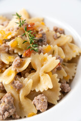 Piatto di farfalle al ragu bianco di manzo, Cucina Italiana