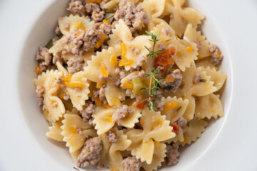 Piatto di farfalle al ragu bianco di manzo, Cucina Italiana