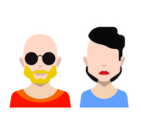 User avatars, avatars with faces and heads for social network ( Male and female faces )