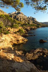 Fototapeta na wymiar Cales de Betlem is an area of small coves of sand, stone and rock located on the entire coast of the village of Betlem, Artà. Palma de Mallorca / Spain