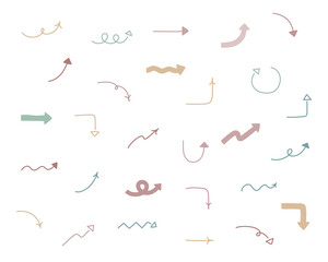 手書きの矢印のイラストのセット／シンプル／かわいい／おしゃれ