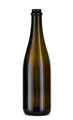 Glass champagne bottle isolated on white background