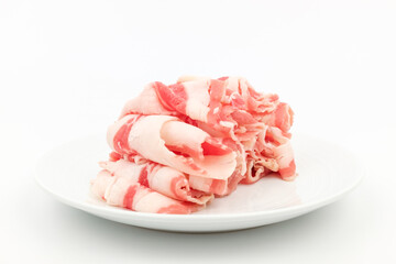 Sliced ​​beef on white background