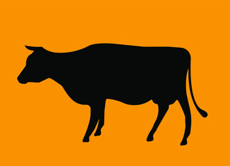 Bull silhouette vector on a white background