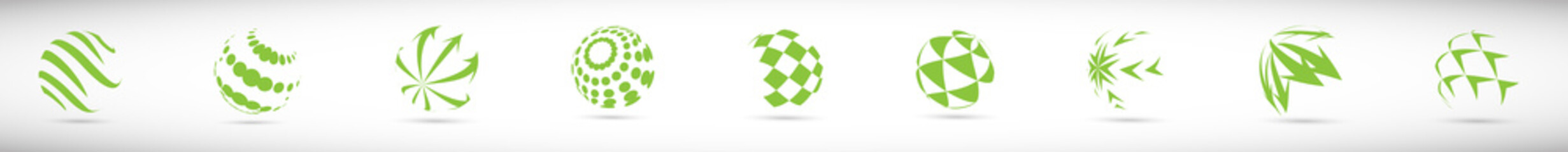 Abstract Globe Logo Set - Isolated On Gray - Vector Illustration. Abstract Globe Vector For Web Icon, Tech Logo And Element Design. 3D Icons For Earth, Global, Globe, Planet And World Logo, Vector