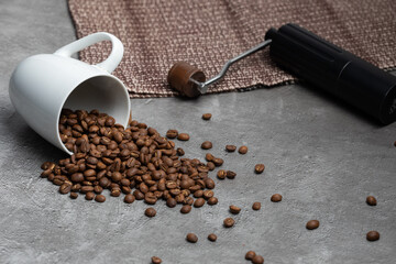 coffee beans and grinder