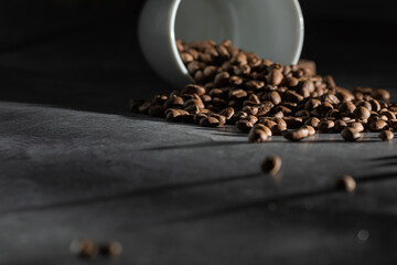coffee beans and cup