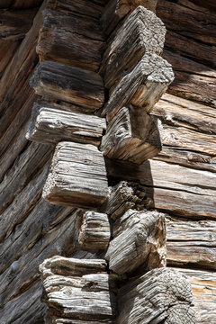 Canza (VCO), Italy - June 21, 2020: Blockbau at Canza village, Formazza Valley, Ossola Valley, VCO, Piedmont, Italy