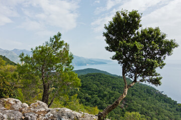 Viewpoint on a Lycian way, Butterfly valley beach is in a distant background, Fetihye, Turkey