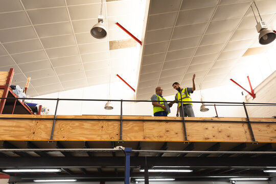 Multi races workers standing and talking
